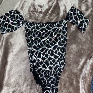 Black and silver design Bartender bodysuit